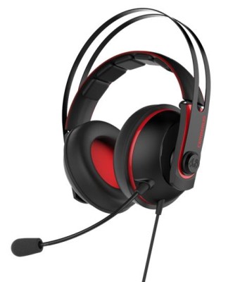 Asus Cerberus v2, volymkontroll, dubbla mikrofoner, 1,2 m kabel - Röd