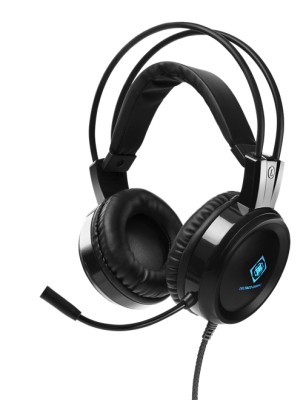 Deltaco DH110 Stereo Gaming Headset, blå LED, 3,5mm för ljud, USB för ström#1