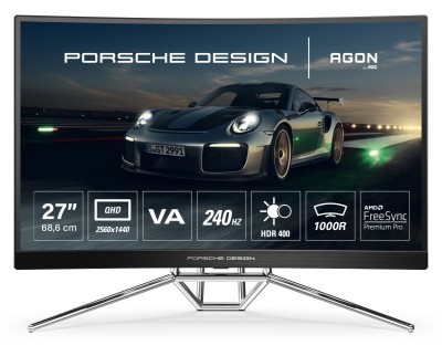 27" AOC Porsche Design PD27, Curved VA 2560x1440, 0,5 ms, 240Hz FreeSync Premium, 1000R, 2xHDMI/DP#2