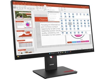 27" Lenovo ThinkVision T27-40, IPS 1920x1080, 6 ms, 120Hz, höjdjusterbar, pivot, VGA/HDMI/DP, USB 3.2-hubb
