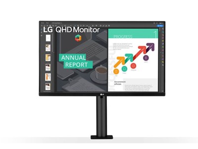 27" LG 27QN880, IPS 2560x1440, 5 ms, 75Hz, HDR10, höjdjusterbar, pivot, 2xHDMI/DP/USB-C 60W, högtalare, USB 3.2-hubb#1