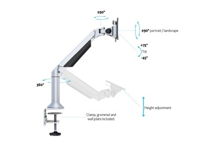 Bordsfäste/Väggfäste Multibrackets M VESA Gas Lift Arm Desk or Wall Basic, max 10kg - Silver#3