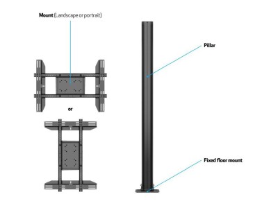 Golvstativ Multibrackets M Display Stand 180 Single, 24-63", VESA upp till 700x400 mm, monterad i golvet#4