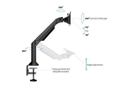 Bordsfäste/Väggfäste Multibrackets M VESA Gaft Lift Arm Desk or Wall Basic HD, max 21kg - Svart#3