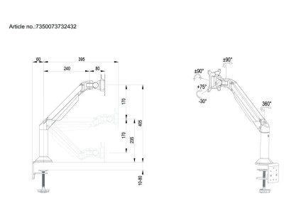 Bordsfäste/Väggfäste Multibrackets M VESA Gaft Lift Arm Desk or Wall Basic HD, max 21kg - Svart#8