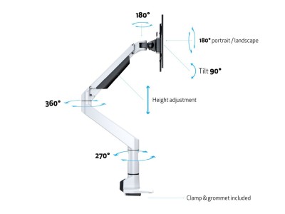 Bordsfäste Multibrackets M VESA Gas Lift XL Single, max 10kg - Vit#14