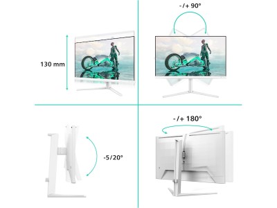 27" Philips Evnia 27M2N3501PA, IPS 2560x1440, 0,3 ms, 260Hz G-Sync, HDR10, höjdjusterbar, pivot, 2xHDMI/DP, högtalare#4