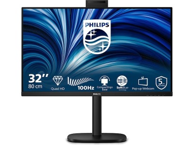 31.5" Philips 32B2U3601/00, IPS 2560x1440, 4 ms, 100Hz, höjdjusterbar, pivot, 2xHDMI/DP/USB-C 90W, högtalare, webbkamera, USB 3.2-hubb, 5 års garanti#2