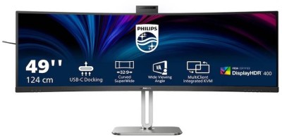 49" Philips 49B2U5900CH, Curved VA 5120x1440, 75Hz, 1800R, DisplayHDR400, höjdjusterbar, 2xHDMI/DP/USB-C 100W, LAN, högtalare, USB 3.2-hubb, webbkamera