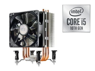 Intel Core i5-10400F 6-Core 12-Thread (65W), 2,9/4,3 GHz, LGA1200, 12 MB cache, boxad med Cooler Master-kylare