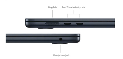 Apple MacBook Air 15.3 tum, Apple M3 8-core CPU 10-core GPU, 16 GB, 1 TB SSD, 70W strömadapter - Midnatt#4