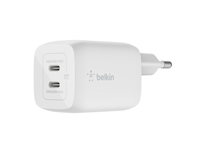 AC-adapter Belkin Boost Charge Pro 65W, Dual USB-C GaN Wall Charger med PPS