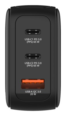 AC-adapter Verbatim Mini GaN Charger 65W with Display, 2xUSB-C / 1xUSB-A, inkl. reseadapter EU/UK/US#4