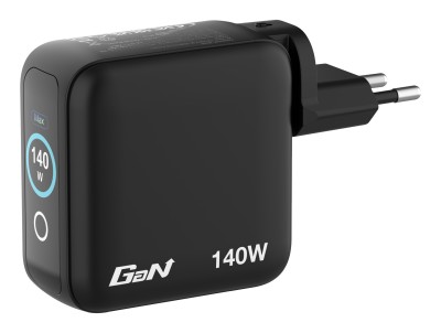 AC-adapter Verbatim Mini GaN Charger 140W with Display, 3xUSB-C / 1xUSB-A, inkl. reseadapter EU/UK/US#2