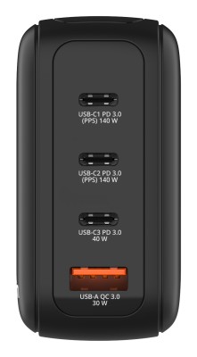 AC-adapter Verbatim Mini GaN Charger 140W with Display, 3xUSB-C / 1xUSB-A, inkl. reseadapter EU/UK/US#3