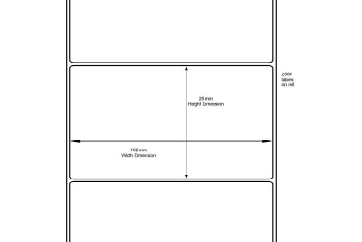 Etiketter ETC102x25PP motsv. Zebra 800264-105, 102x25,4mm, Termotransfer, permanent, 2580 etiketter/rulle, 12 rullar#2