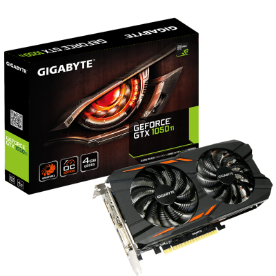 Gigabyte GeForce GTX 1050 Ti WindForce OC 4 GB GDDR5, DVI/3xHDMI/DP