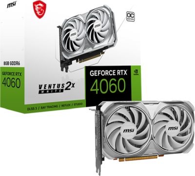 MSI GeForce RTX 4060 Ventus 2X White OC 8 GB GDDR6, HDMI/3xDP#1