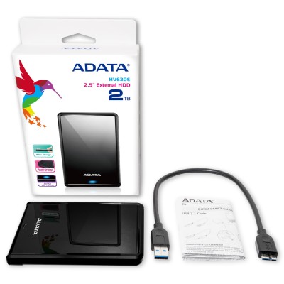 2 TB ADATA AHV620 Portable Slim, 2.5", USB 3.2 - Svart#4