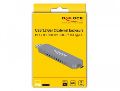 Externt kabinett DeLOCK USB-A/USB-C till M.2 NVMe PCIe SSD, USB 3.2 Gen 2 10Gbps#2