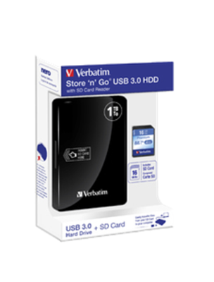 1 TB Verbatim Store'n'Go, 2.5", USB 3.0 med kortläsare och 16 GB SD-kort - Svart#2