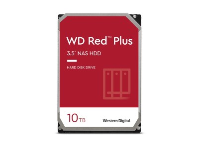 10 TB WD Red Plus, 5400 rpm, 256 MB cache SATA3, optimerad för NAS med 24x7 drift