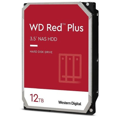 12 TB WD Red Plus, 7200 rpm, 256 MB cache SATA3, optimerad för NAS med 24/7 drift