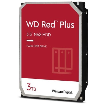 3 TB WD Red Plus, 5400 rpm, 128 MB cache SATA3, optimerad för NAS med 24/7 drift