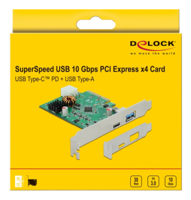 DeLOCK PCI Express x4 Card till 1xUSB-C 30W PD + 1xUSB-A, USB 3.2 Gen2, inkl. Low Profile bracket#2