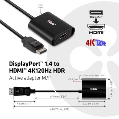 Adapter aktiv Club3D DisplayPort 1.4 till HDMI 2.1, 4K@120Hz HDR#2