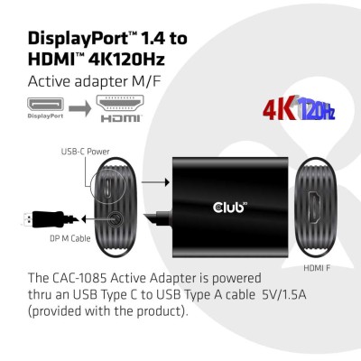 Adapter aktiv Club3D DisplayPort 1.4 till HDMI 2.1, 4K@120Hz HDR#3
