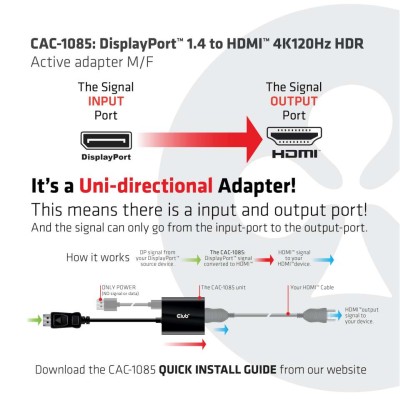 Adapter aktiv Club3D DisplayPort 1.4 till HDMI 2.1, 4K@120Hz HDR#4
