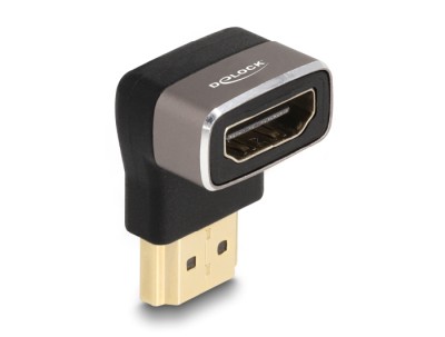 Adapter HDMI hane till hona, DeLOCK, 8K@60Hz, vinklad nedåt - Svart/Grå#1