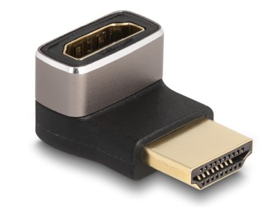 Adapter HDMI hane till hona, DeLOCK, 8K@60Hz, vinklad uppåt - Svart/Grå#2