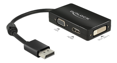 Multi-adapter DeLOCK DisplayPort 1.1 till VGA/HDMI/DVI - Svart#1