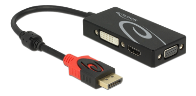 Multi-adapter DeLOCK DisplayPort 1.2 till VGA/HDMI/DVI, 4K passiv - Svart#1