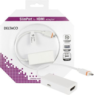 Adapter Deltaco Slimport (MicroUSB) till HDMI, 1080p, 0,2m - Vit