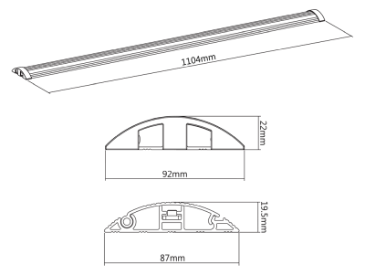 Deltaco Office Aluminum Floor Cable Cover, 1104x92x22mm#3