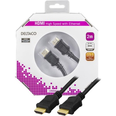 HDMI-kabel, 4K/3D, 2 meter - Svart