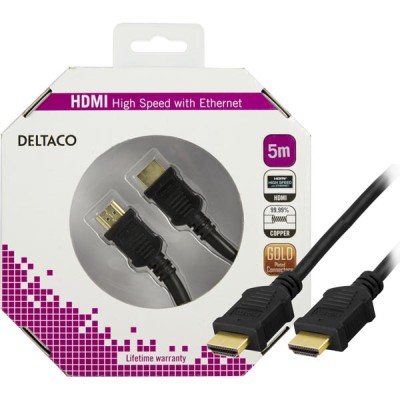 HDMI-kabel, 4K/3D, 5 meter - Svart