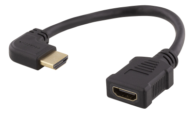 HDMI-förlängningskabel, vinklad vänster, ha-ho, max 3840x2160@30Hz, 0,2 meter, svart