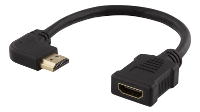 HDMI-förlängningskabel, vinklad höger, ha-ho, max 3840x2160@30Hz, 0,2 meter, svart