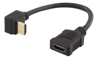 HDMI-förlängningskabel, vinklad ner, ha-ho, max 3840x2160@30Hz, 0,2 meter, svart