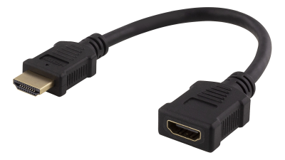 HDMI-förlängningskabel, rak, ha-ho, max 3840x2160@30Hz, 0,2 meter, svart