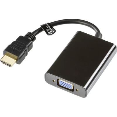 Adapter HDMI till VGA+3,5mm audio, Deltaco, 0,2m - Svart
