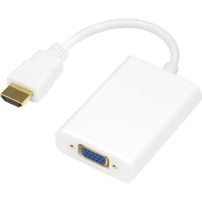 Adapter HDMI till VGA+3,5mm, Deltaco, extern ström via USB, 0,2m - Vit#1