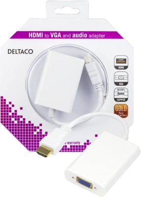 Adapter HDMI till VGA+3,5mm, Deltaco, extern ström via USB, 0,2m - Vit#4