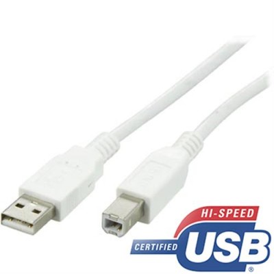 USB 2.0-kabel A ha till B ha, 2 meter - Vit