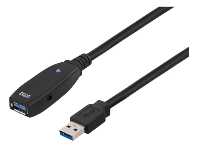 Förlängningskabel Deltaco PRIME aktiv, USB 3.0 Typ A ha till Typ A ho, 2 meter - Svart