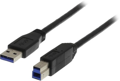 USB 3.0-kabel, Typ A ha - Typ B ha, 2 meter - Svart